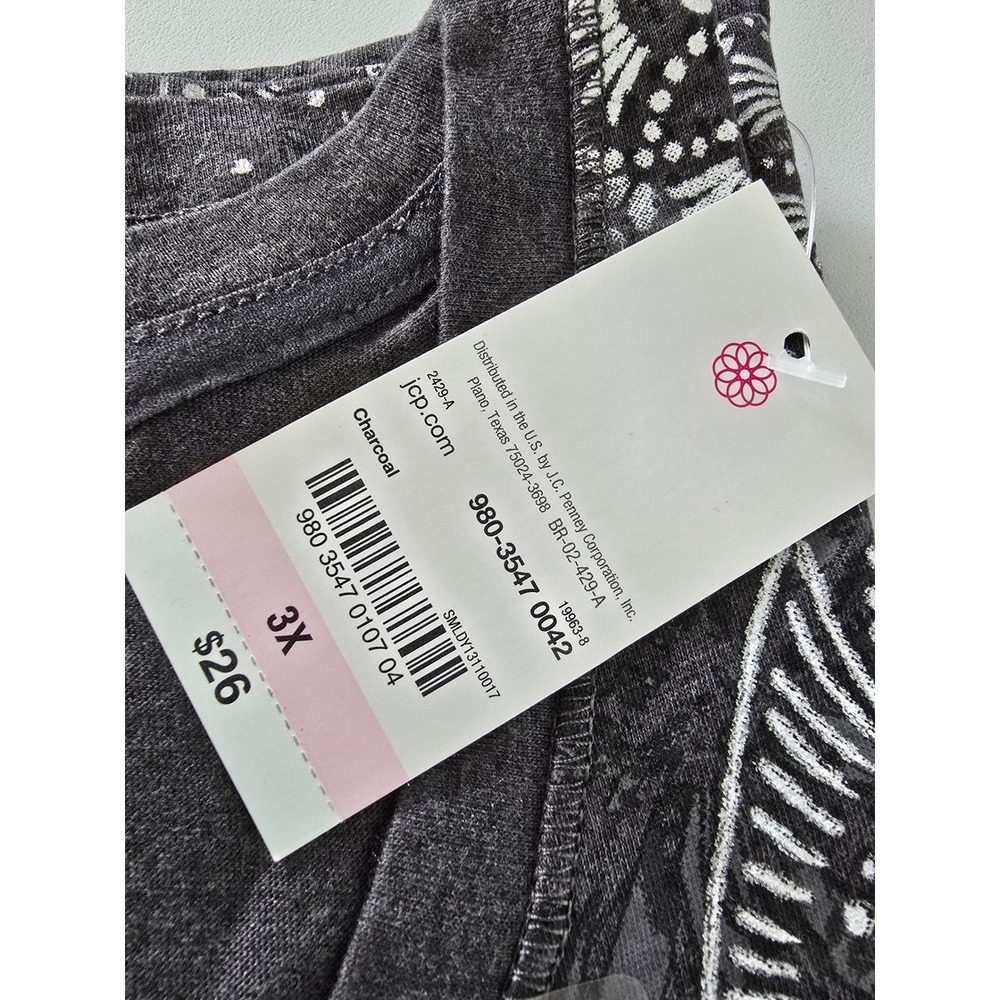 Made for Life Womens 3X Charcoal Gray Mandala Graphic V-Neck T-Shirt NWT - Picture 4 of 12